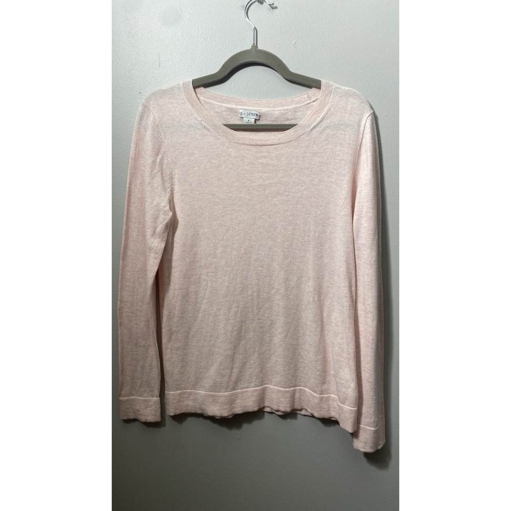 J Crew Women's Lightweight 100% Cotton Sweater Pink Very Soft Crew Neck Sz Small
